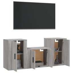 vidaXL 3-delige Tv-meubelset bewerkt hout grijs sonoma eikenkleurig