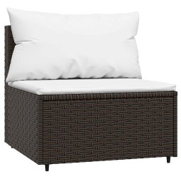 vidaXL Tuinmiddenbanken met kussens 2 st poly rattan bruin