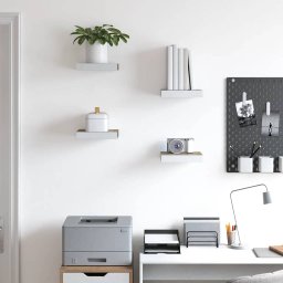 vidaXL Wandschappen zwevend 4 st 23x23,5x3,8 cm MDF eikenkleurig wit