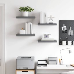 vidaXL Wandschappen zwevend 4 st 40x23,5x3,8 cm MDF hoogglans grijs