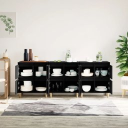 vidaXL Dressoirs 3 st 60x35x70 cm bewerkt hout zwart