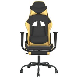 vidaXL Gamestoel met voetensteun kunstleer zwart en goudkleurig