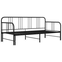 vidaXL Slaapbank uittrekbaar metaal zwart 90x200 cm