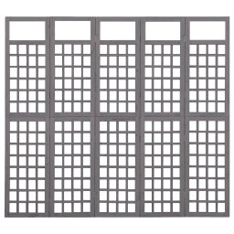 vidaXL Kamerscherm/trellis met 5 panelen 201,5x180 cm vurenhout grijs