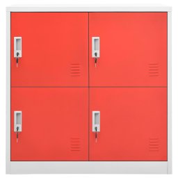 vidaXL Lockerkast 90x45x92,5 cm staal lichtgrijs en rood