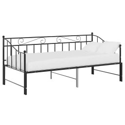 vidaXL Slaapbank uittrekbaar metaal zwart 90x200 cm