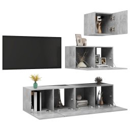 vidaXL 4-delige Tv-meubelset bewerkt hout betongrijs