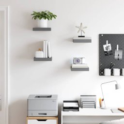 vidaXL Wandschappen zwevend 4 st 23x23,5x3,8 cm MDF hoogglans grijs