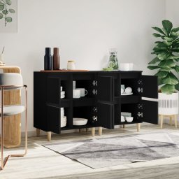 vidaXL Dressoirs 2 st 60x35x70 cm bewerkt hout zwart