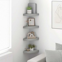 vidaXL Hoekschappen zwevend 4 st 25x25x3,8 cm MDF grijs