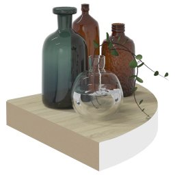 vidaXL Hoekwandschap 35x35x3,8 cm MDF eikenkleurig en wit