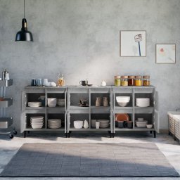 vidaXL Dressoirs 3 st 60x35x70 cm bewerkt hout betongrijs