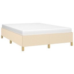 vidaXL Bedframe zonder matras stof crèmekleurig 140x190 cm