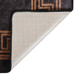 vidaXL Vloerkleed wasbaar 80x300 cm zwart en goudkleurig