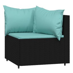 vidaXL Tuinhoekbanken met kussens 2 st poly rattan zwart