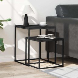 vidaXL Salontafelset 2 st bewerkt hout en metaal