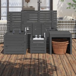 vidaXL 4-delige Tuinboxset massief grenenhout grijs