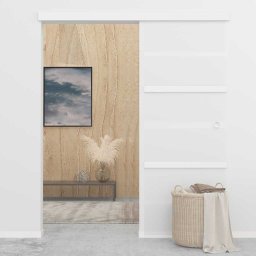vidaXL Schuifdeur 76x212 cm ESG-glas en aluminium zilverkleurig
