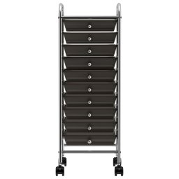 vidaXL Opbergtrolley met 10 lades mobiel kunststof zwart
