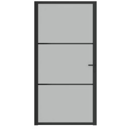 vidaXL Binnendeur 102,5x201,5 cm matglas en aluminium zwart