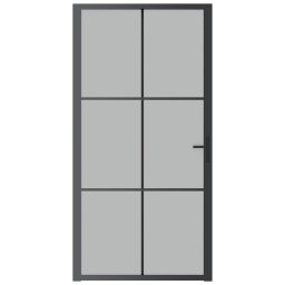 vidaXL Binnendeur 102,5x201,5 cm matglas en aluminium zwart