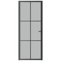 vidaXL Binnendeur 83x201,5 cm matglas en aluminium zwart