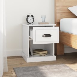 vidaXL Nachtkastje 39x39x47,5 cm bewerkt hout hoogglans wit