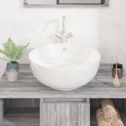 vidaXL Wasbak 44x17 cm rond keramiek wit