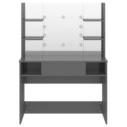vidaXL Kaptafel met LED-verlichting 100x40x135 cm MDF glanzend grijs