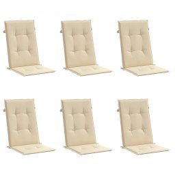 vidaXL Tuinstoelkussens hoge 6 st hoge rug 120x50x3 cm stof beige