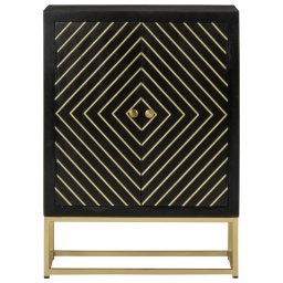 vidaXL Dressoir met 2 deuren 55x30x75 cm mangohout zwart en goud