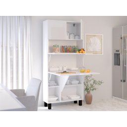 Kast met bureau HOMELA 4 deuren wit/hoogglans wit