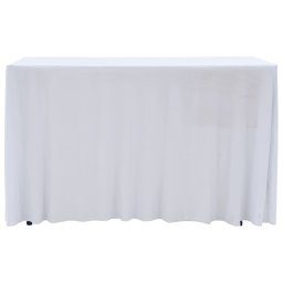 vidaXL 2 st Tafelhoezen stretch met rok 243x76x74 cm wit