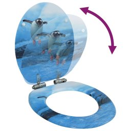 vidaXL Toiletbril met soft-close deksel pinguïn MDF