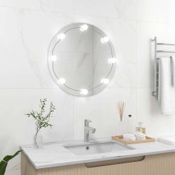 vidaXL Wandspiegel met LED-lampen rond glas