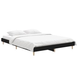 vidaXL Bedframe LED massief hout zwart 140x190 cm