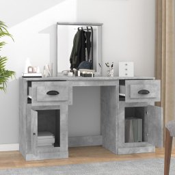 vidaXL Kaptafel met spiegel 130x50x132,5 cm betongrijs