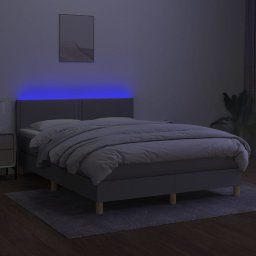 vidaXL Boxspring met matras en LED stof lichtgrijs 140x200 cm