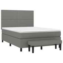 vidaXL Boxspring met matras stof donkergrijs 140x200 cm