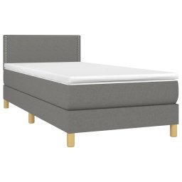 vidaXL Boxspring met matras en LED stof donkergrijs 90x200 cm