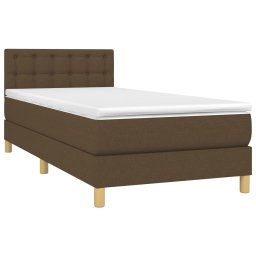 vidaXL Boxspring met matras stof donkerbruin 90x200 cm