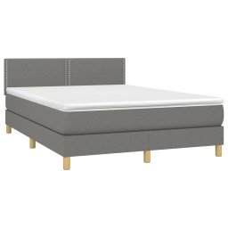 vidaXL Boxspring met matras stof donkergrijs 140x200 cm