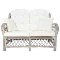 vidaXL Tweezitsbank rattan grijs