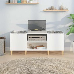 vidaXL Platenkast 121x38x48 cm bewerkt hout hoogglans wit