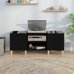 vidaXL Platenkast 121x38x48 cm bewerkt hout zwart
