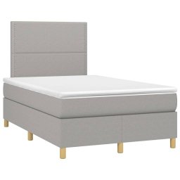 vidaXL Boxspring met matras en LED stof lichtgrijs 120x200 cm