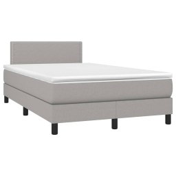 vidaXL Boxspring met matras stof lichtgrijs 120x200 cm