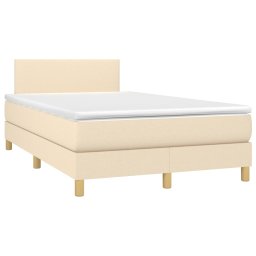 vidaXL Boxspring met matras en LED stof crèmekleurig 120x200 cm