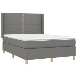 vidaXL Boxspring met matras stof donkergrijs 140x200 cm