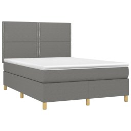 vidaXL Boxspring met matras stof donkergrijs 140x200 cm